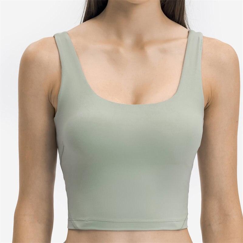 Women's Longline Sports Bra Hollow Out Padded Wirefree Yoga Crop Tank with  Built in Bra High Support