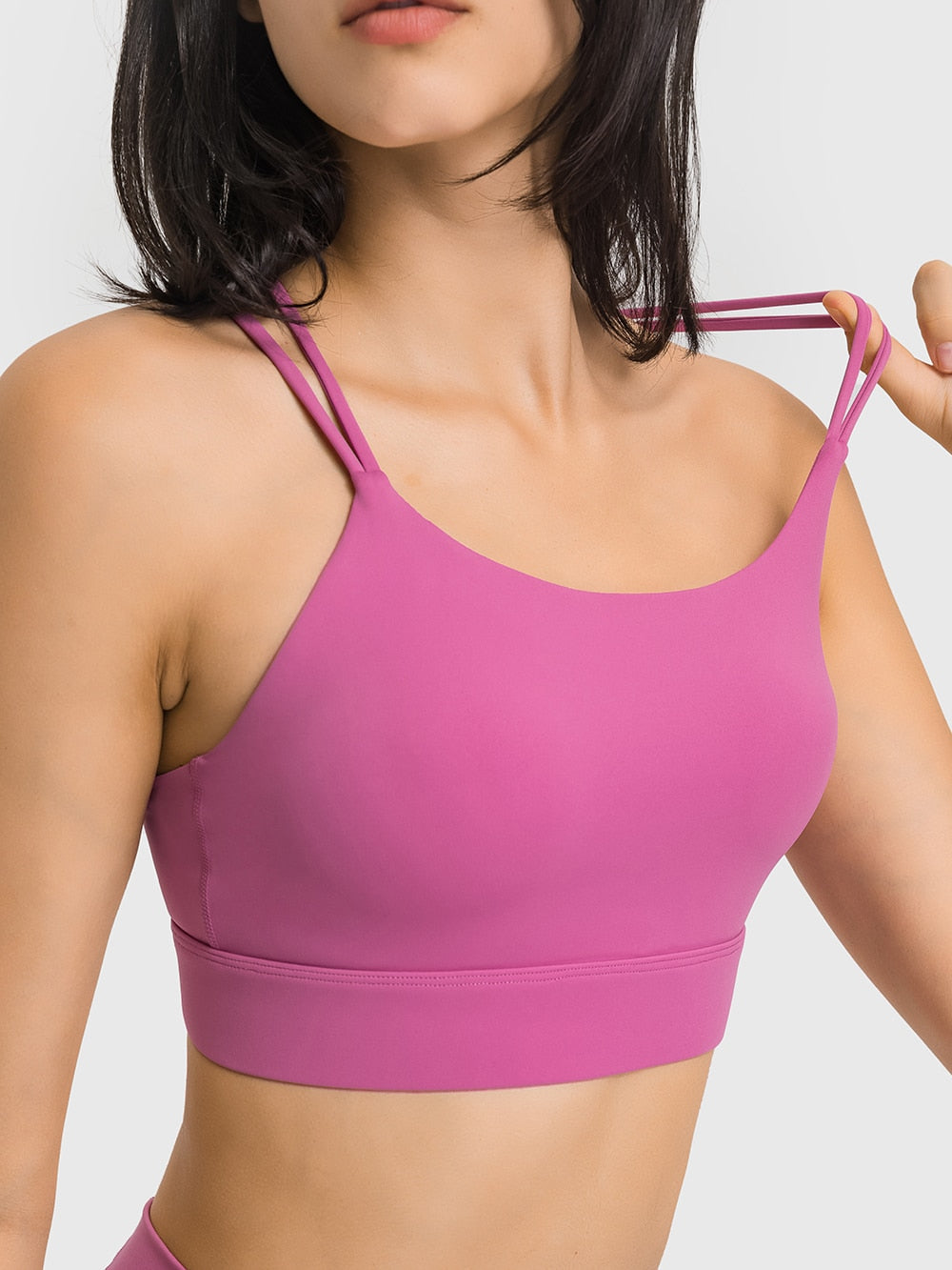 Nepoagym TEMB Women Naked Feel Strappy Sports Bra with Back Hook