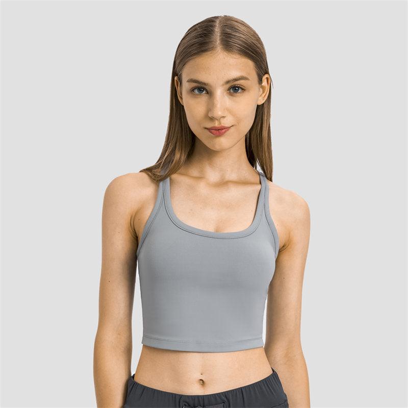 Nepoagym Empathy Women Workout Crop Tank Tops with Built In Bra Light to  Medium Support Sports Bra Breathable Fitness Tops
